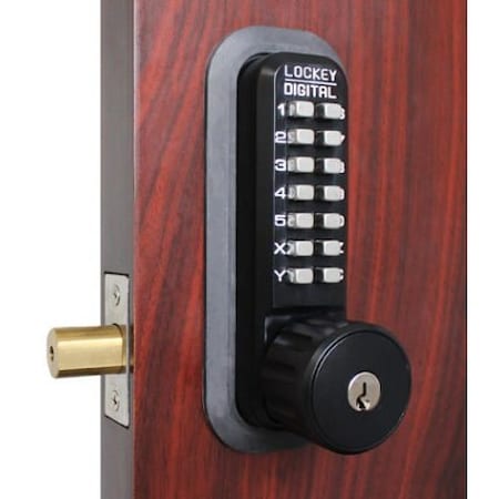 Lockey Mechanical Keyless Combination Deadbolt Lock Single Combination Key Override Jet Black 2210KO-JB